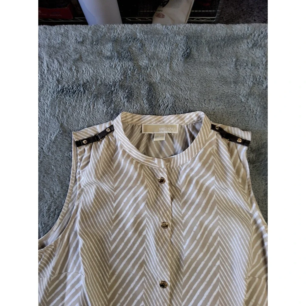 Women's‎ Michael Kors Sz Small Sleeveless Blouse Top Striped Preppy